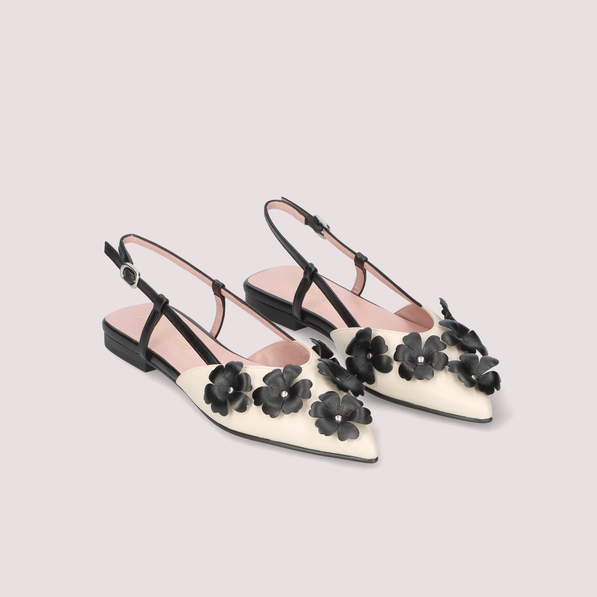 YVETTE slingback little flowers PERLA-NEGRO