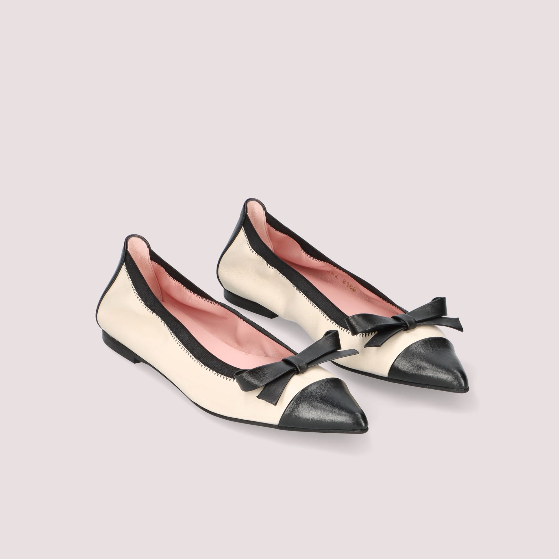 PARIS cap-toe leather bow NEGRO-PERLA