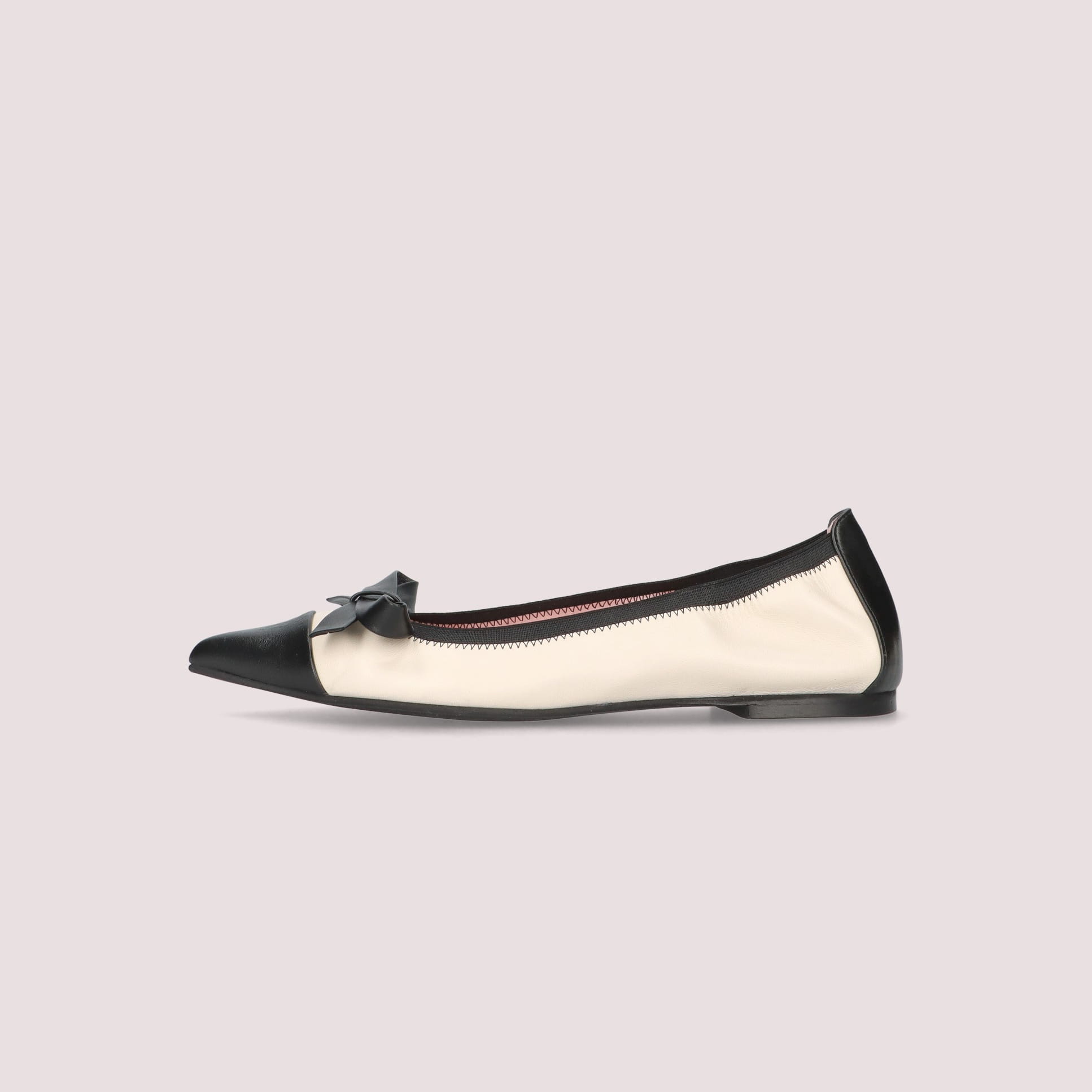 PARIS cap-toe leather bow NEGRO-PERLA