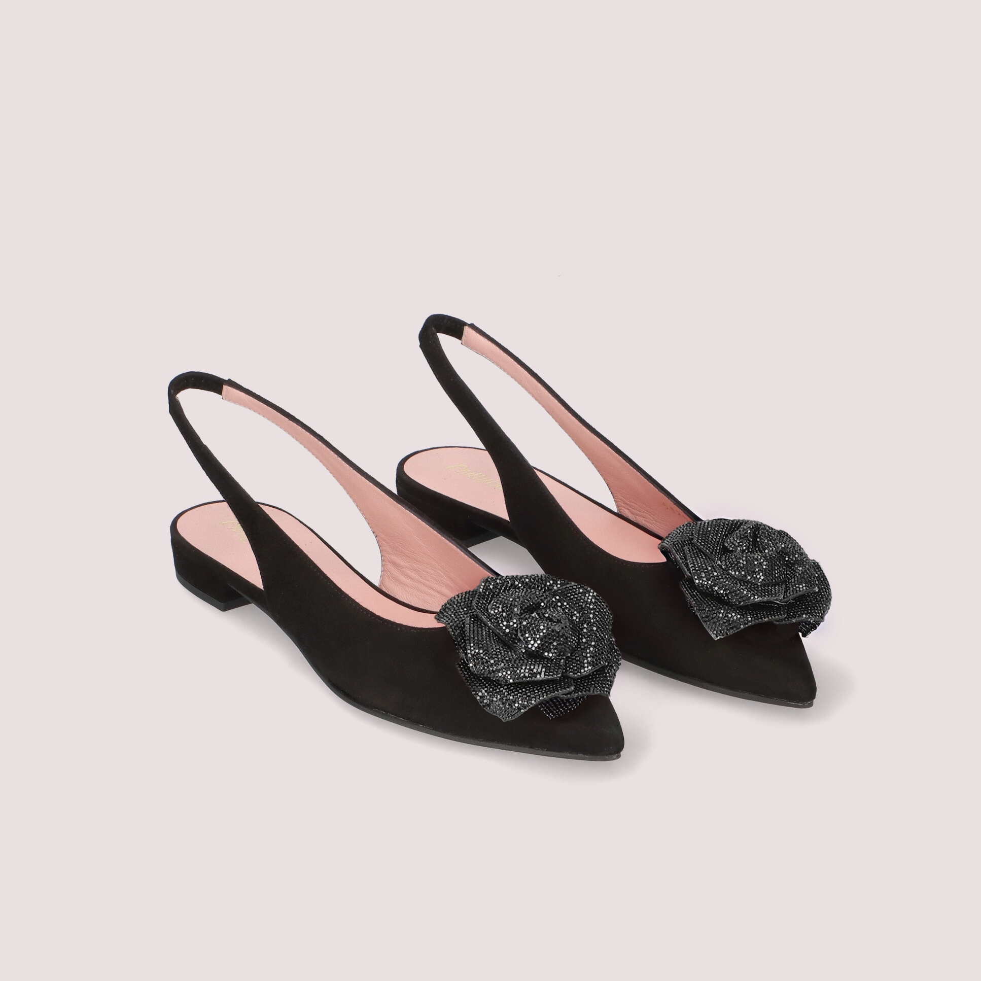 CLEMENTINE slingback crystal flower NEGRO-NEGRO