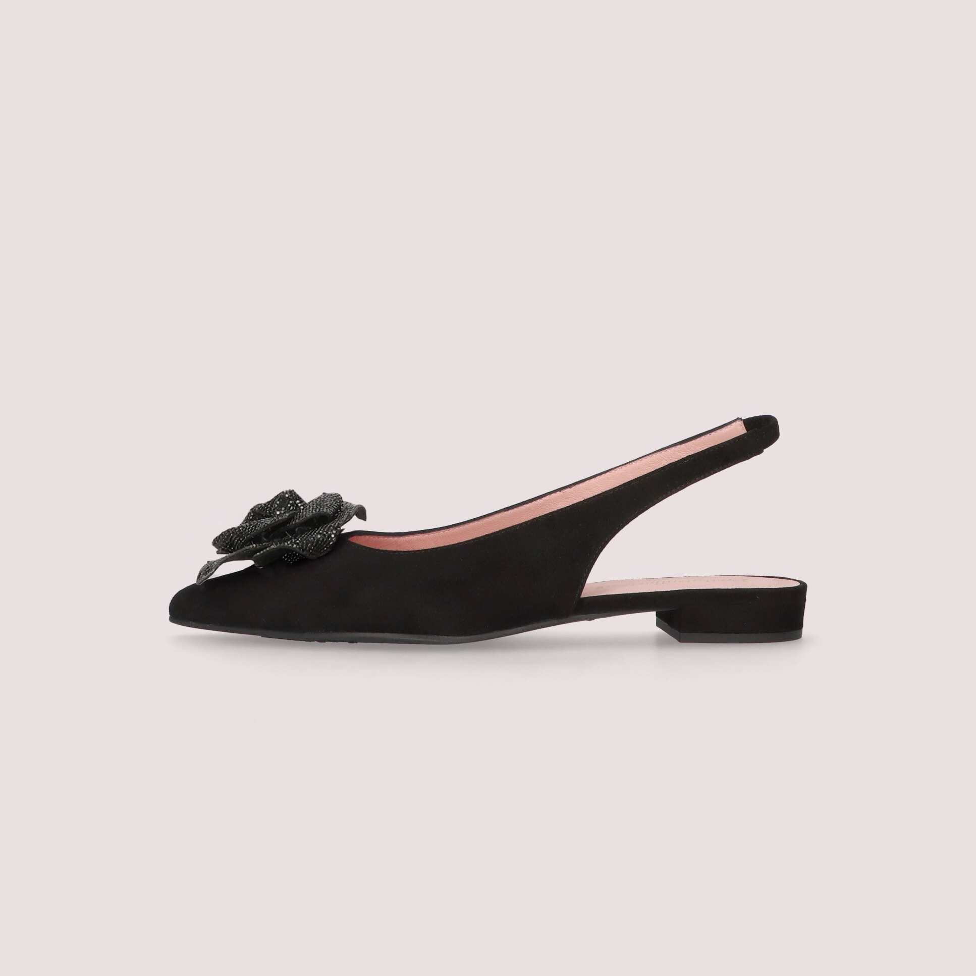 CLEMENTINE slingback crystal flower NEGRO-NEGRO